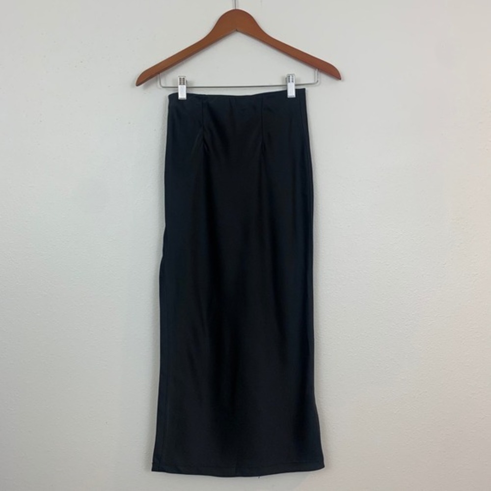 Urban Outfitters Women's XS Black High Waisted Midi Skirt Side Zip Grunge Office - Picture 3 of 9